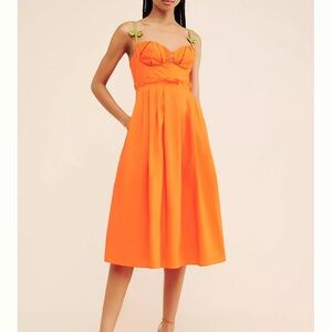 FARM Rio Orange Sleeveless Sundress for Wedding Guest